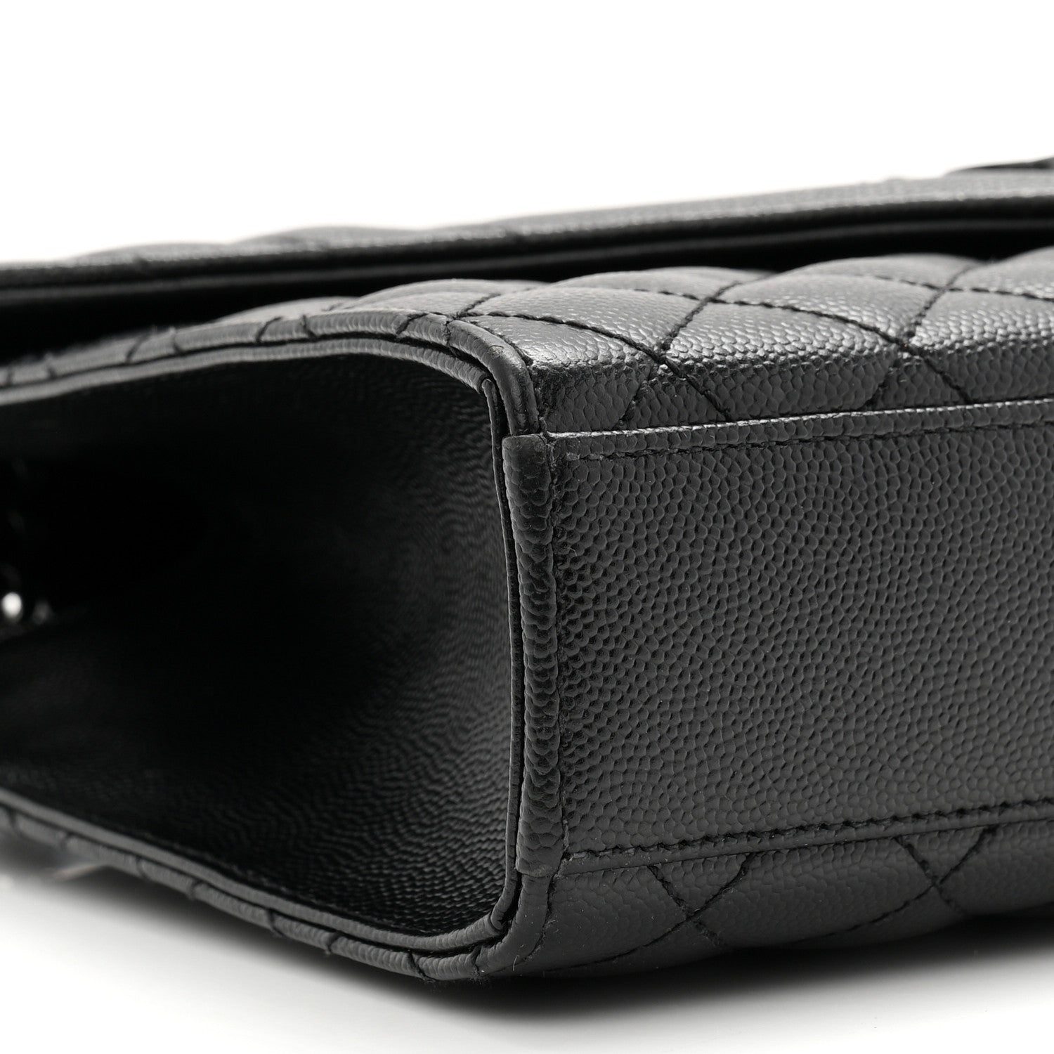 Grain De Poudre Textured Mixed Matelasse Triquilt Medium Monogram Monochrome Satchel Black