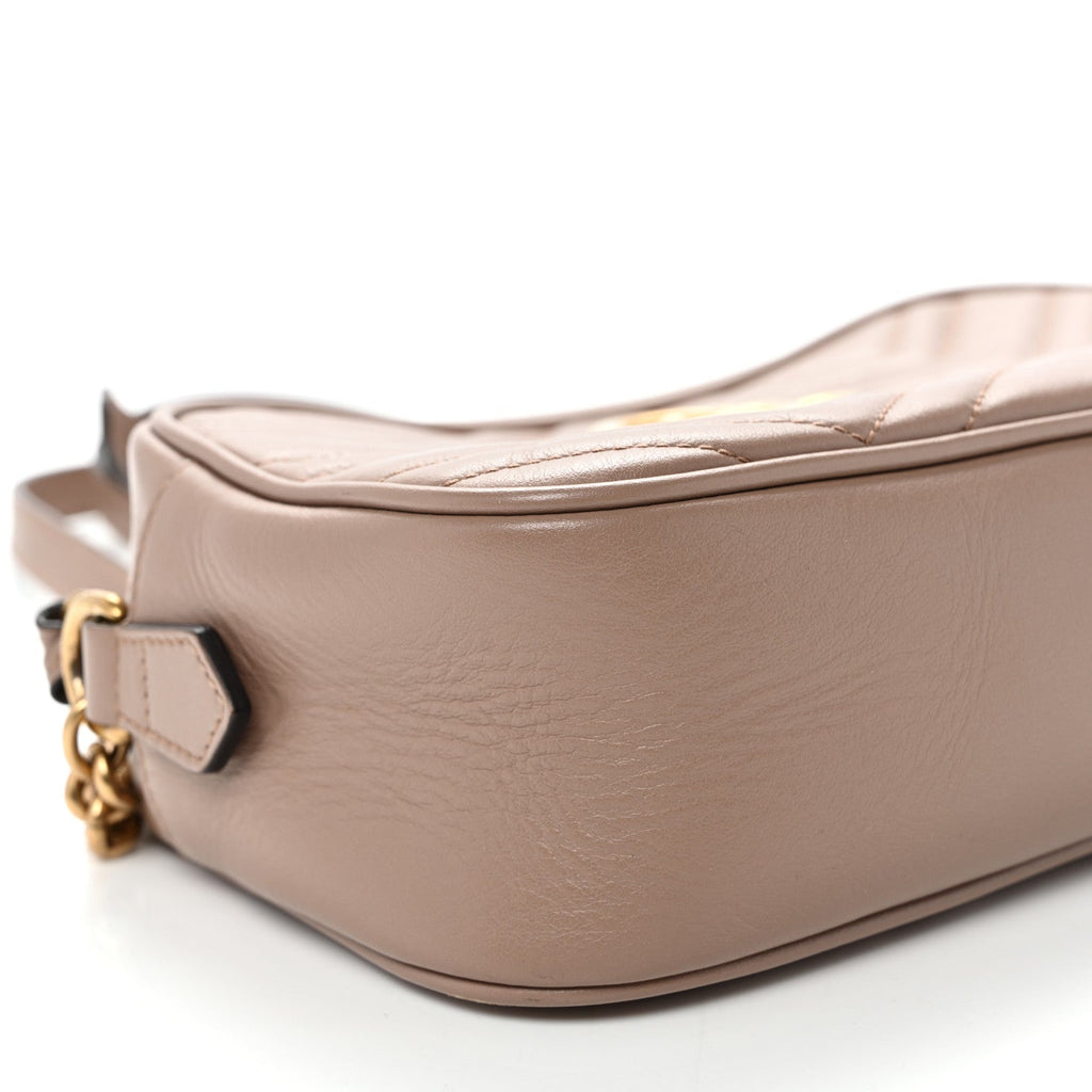 Calfskin Matelasse Small GG Marmont Chain Shoulder Bag Porcelain Rose