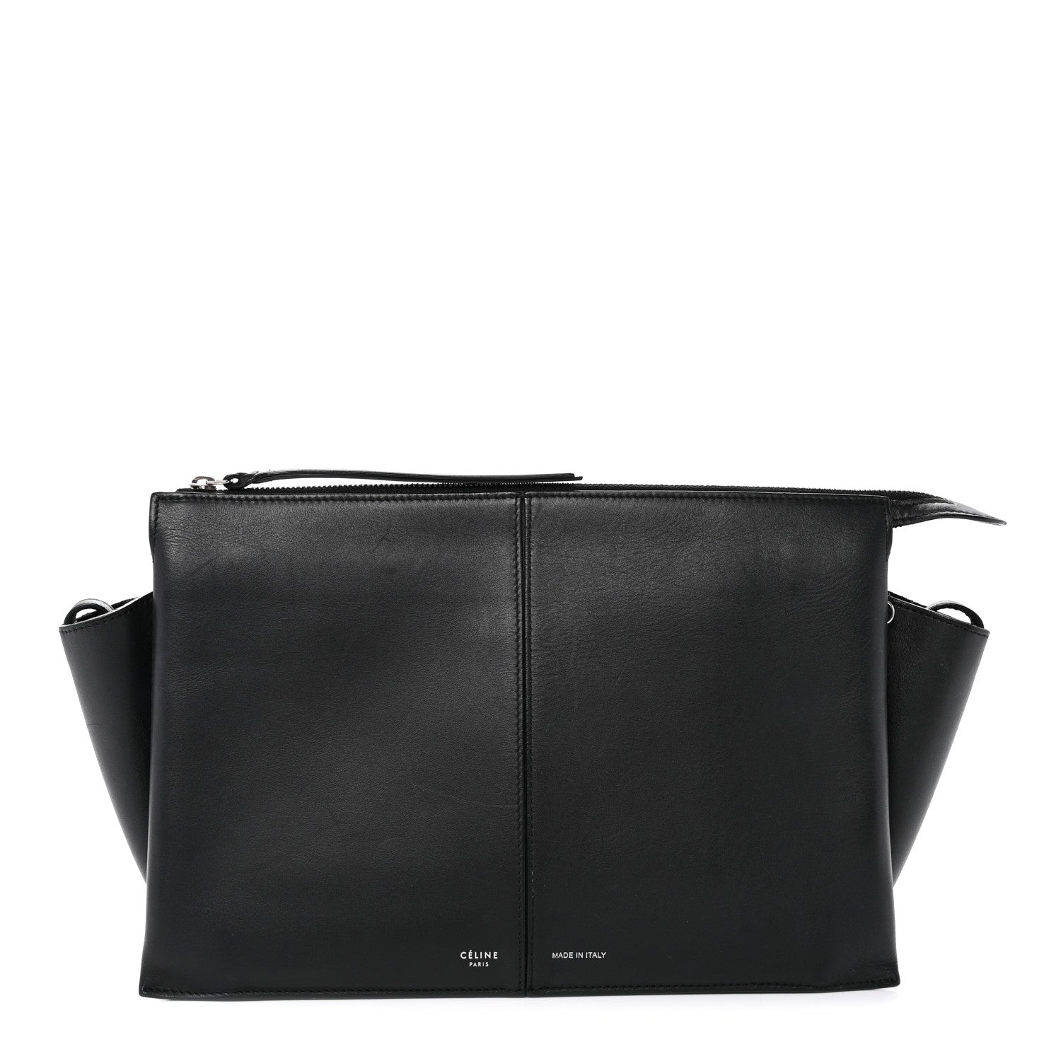 Smooth Calfskin Tri-Fold Clutch on Chain Black
