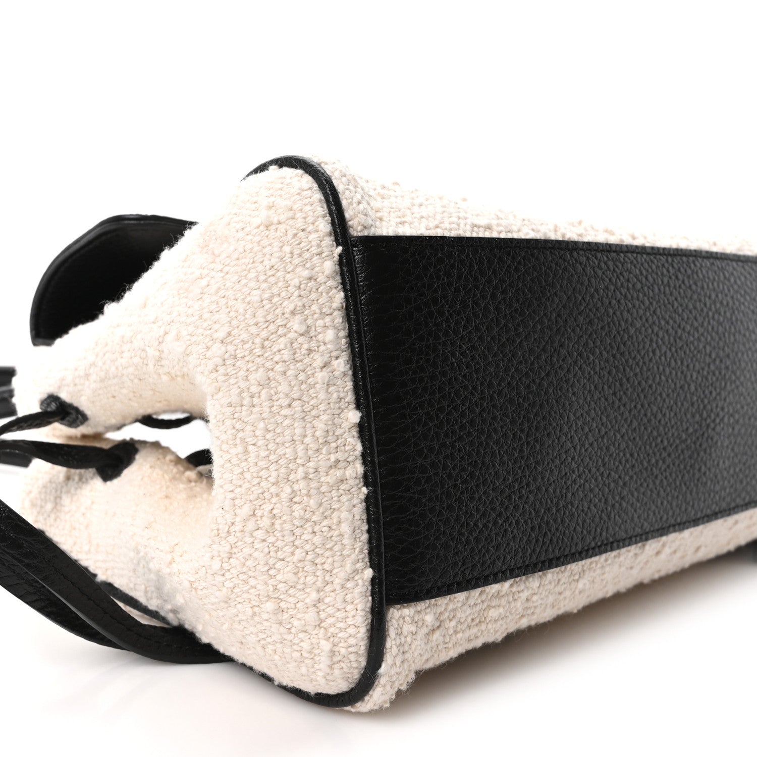 Grained Calfskin Boucle Urban Essentials Small Shopping Bag Ecru Black