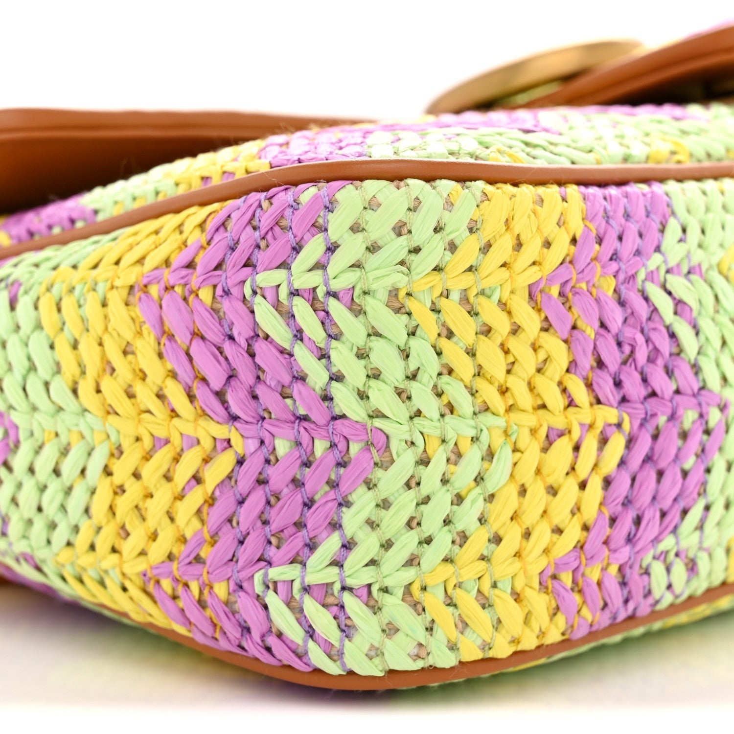 Calfskin Raffia Woven Small GG Marmont Shoulder Bag Multicolor