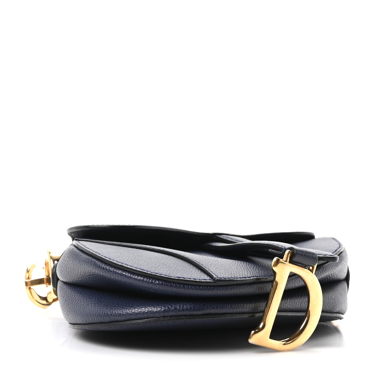 Grained Calfskin Mini Saddle Bag Navy