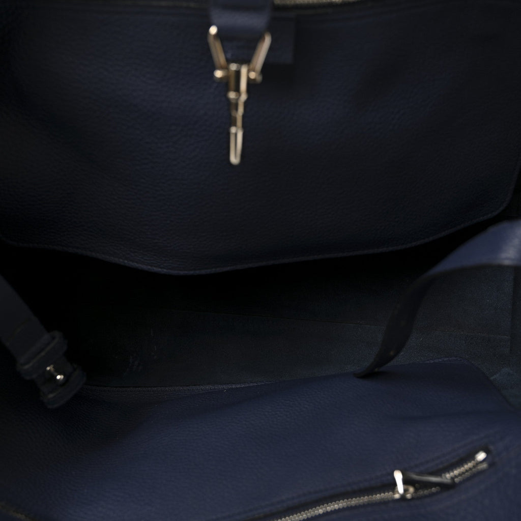 Soft Calfskin Medium Jackie Top Handle Bag Classic Blue Marine
