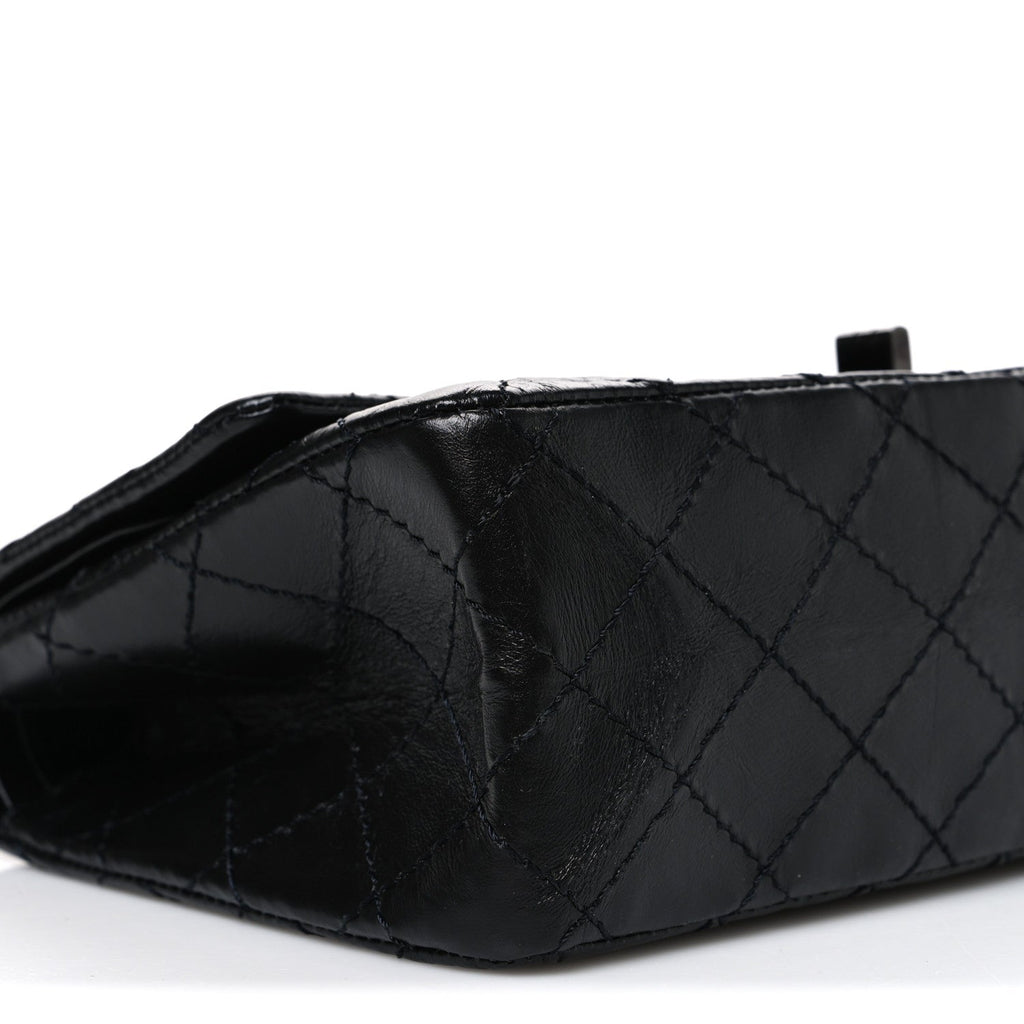 Aged Calfskin Quilted 2.55 Reissue 225 Flap  So Black
