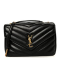 Lambskin Chevron Quilted Large Loulou Black