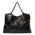 Patent Patchwork Large Brooklyn Tote Black