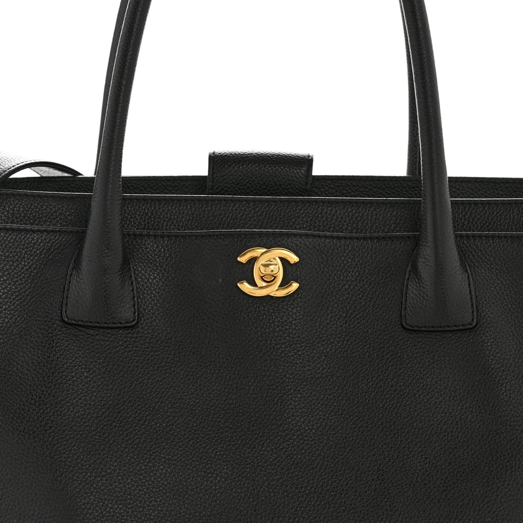 Calfskin Cerf Executive Shopper Tote Black