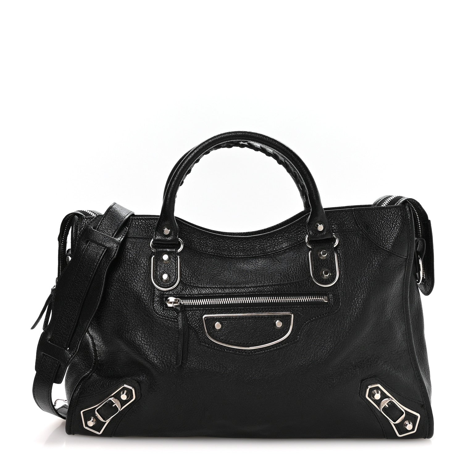 Chevre Silver Metallic Edge Hardware City Black