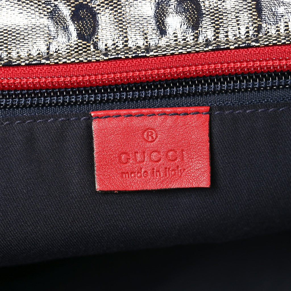 Crystal Monogram Large Web Handle Bucket Tote Red