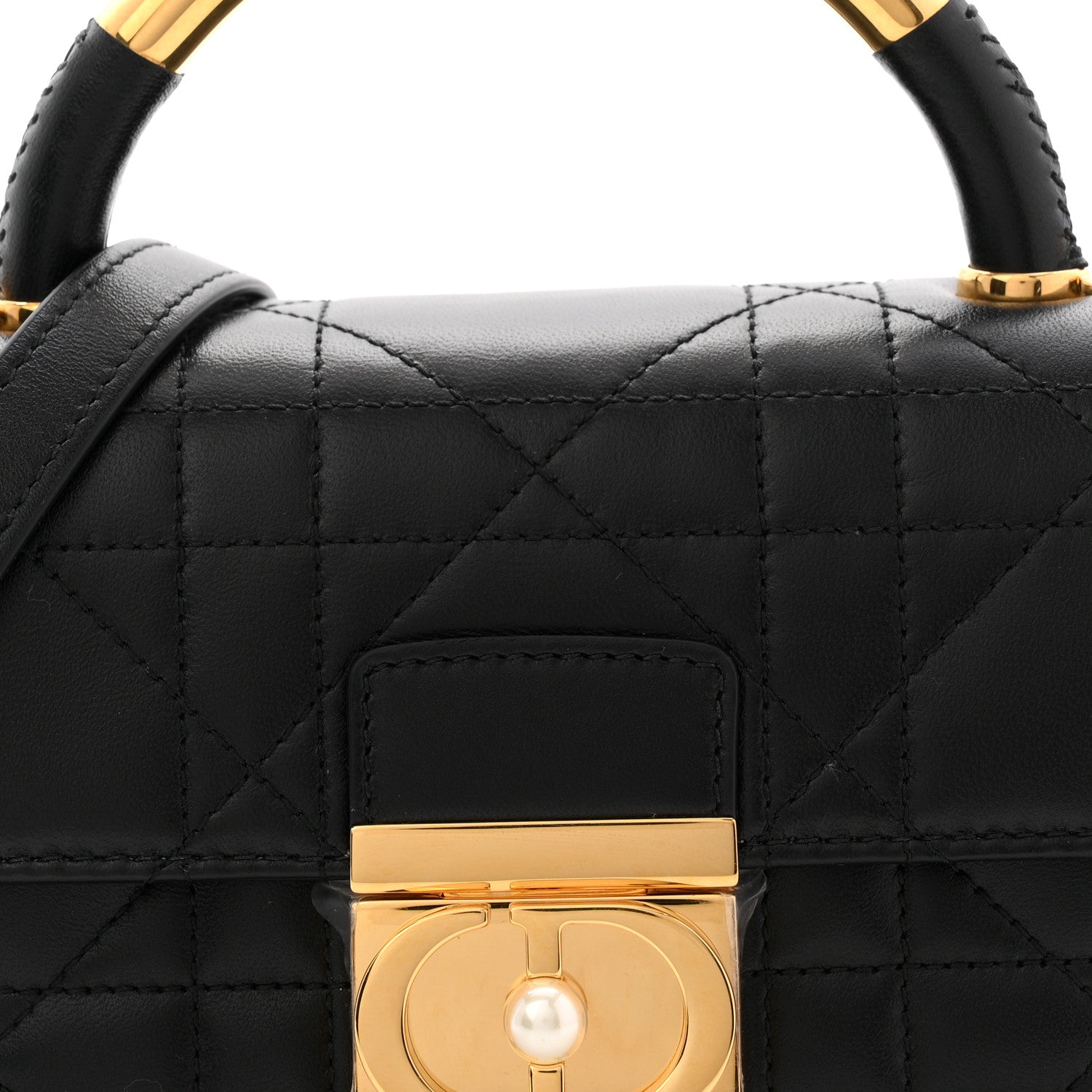 Calfskin Cannage Mini Ange Bag Black