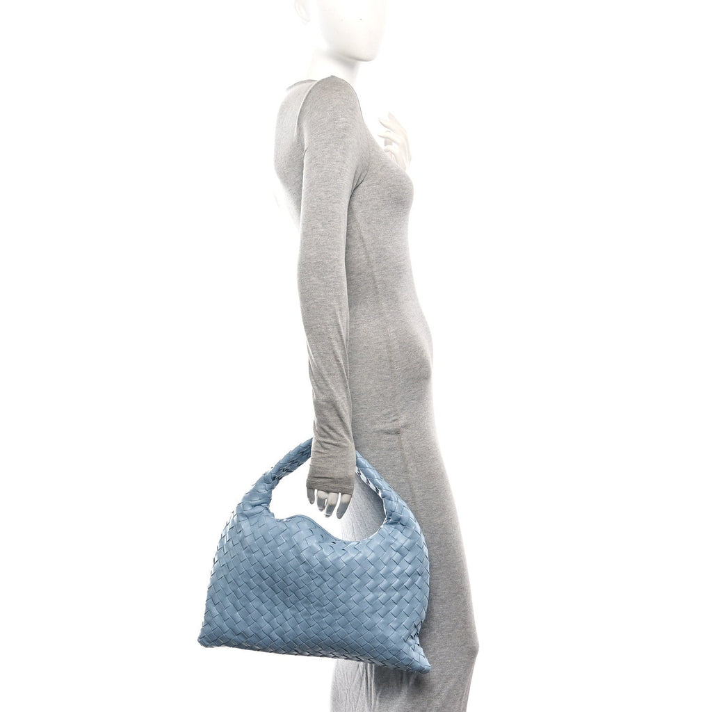 Calfskin Intrecciato Small Hop Ice
