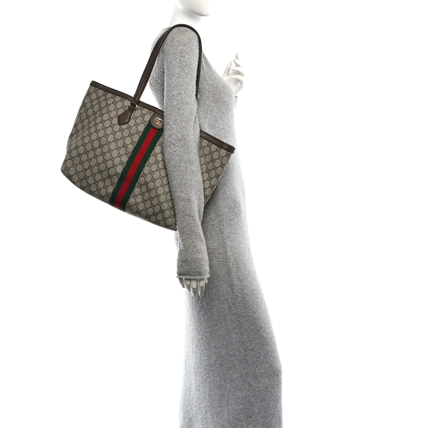 GG Supreme Monogram Medium Ophidia Shopping Tote Brown