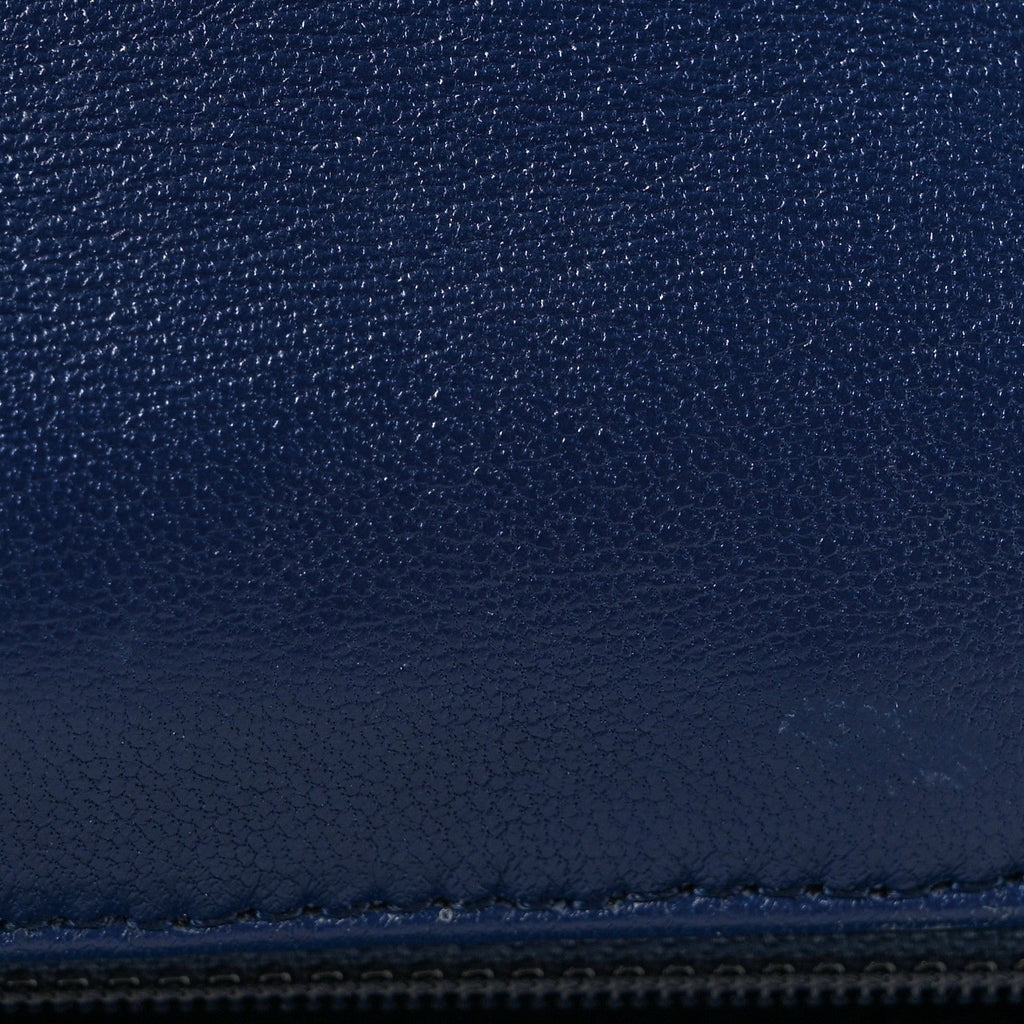 Lambskin Quilted Resin Bi-Color Chain Flap Bag Navy