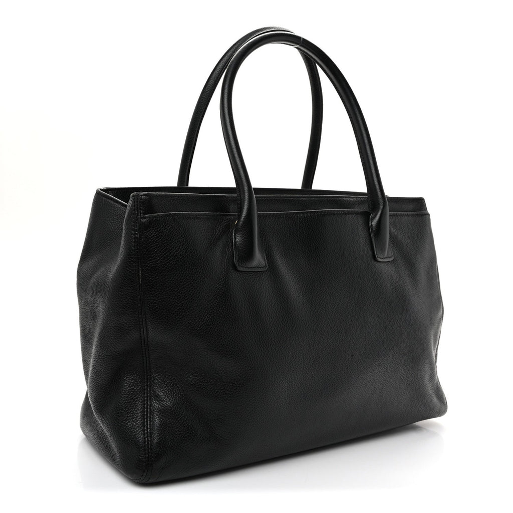 Calfskin Cerf Executive Shopper Tote Black