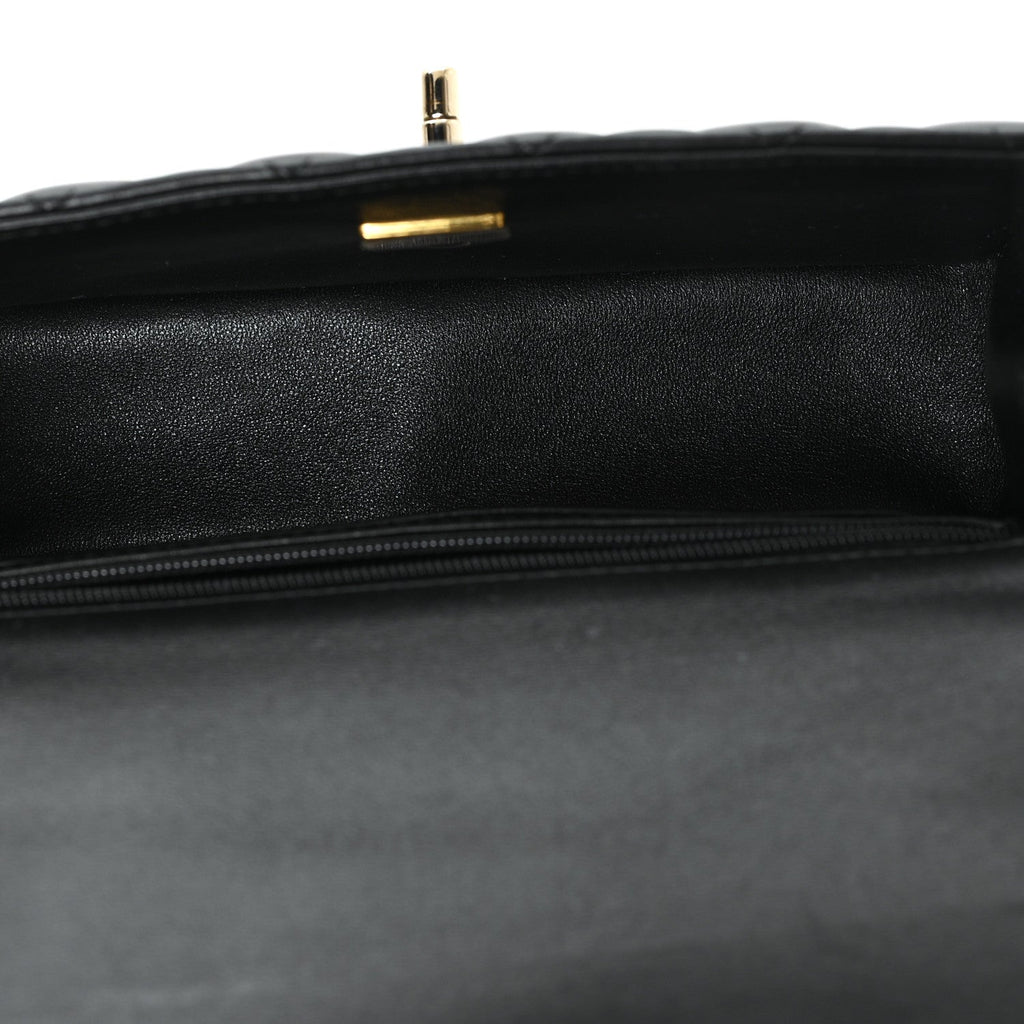 Caviar Quilted Mini Top Handle Rectangular Flap Black