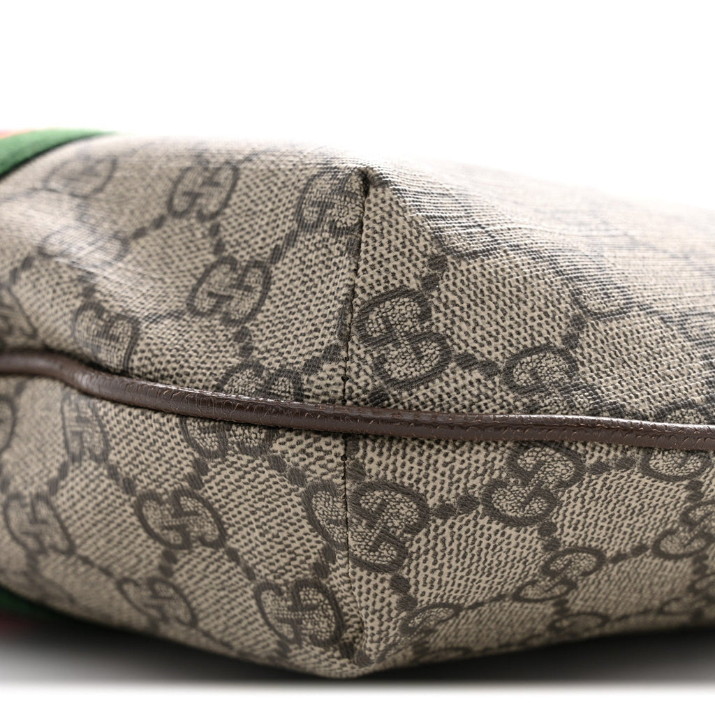 GG Supreme Monogram Web Small Ophidia Half Moon Hobo Brown