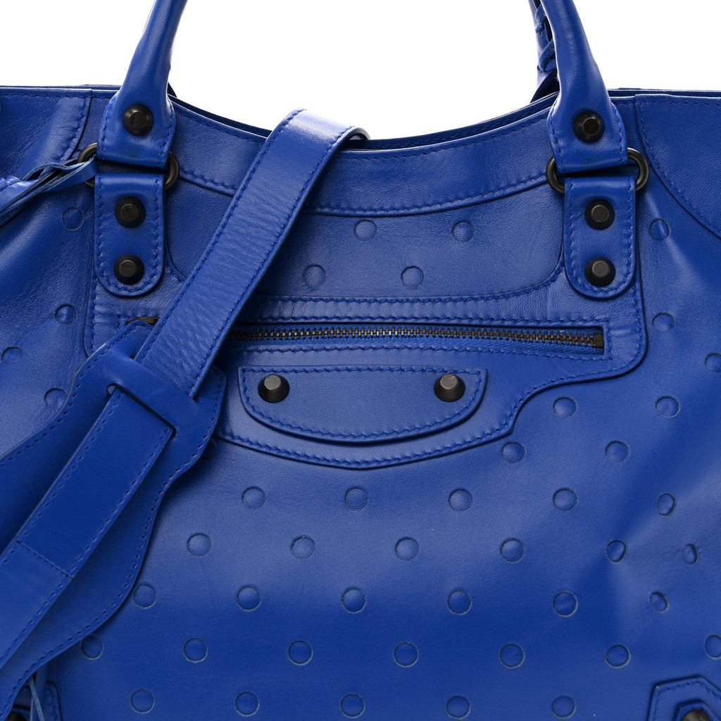Perforated Lambskin Polka Dots Classic Hardware Velo Blue