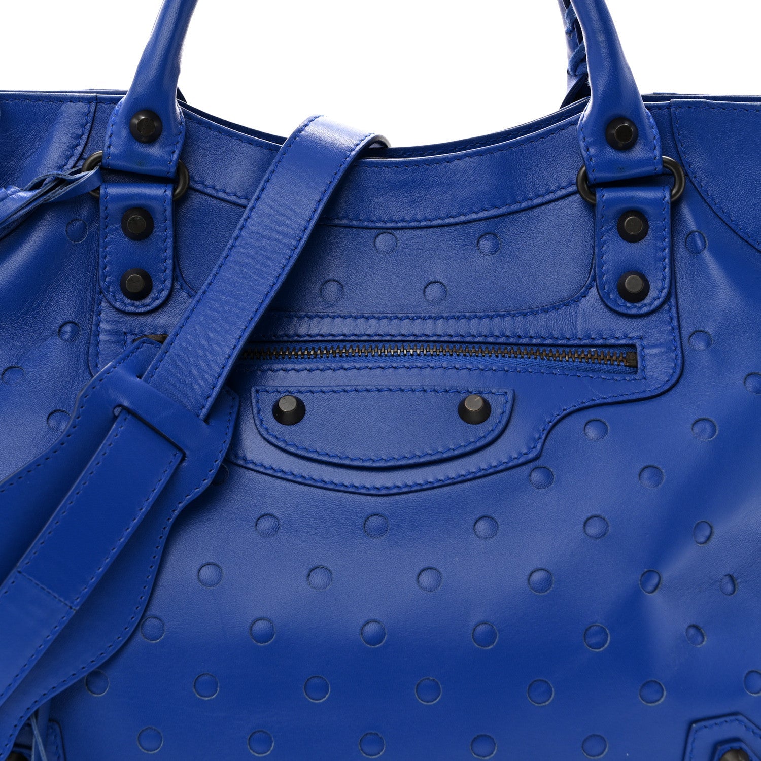 Perforated Lambskin Polka Dots Classic Hardware Velo Blue