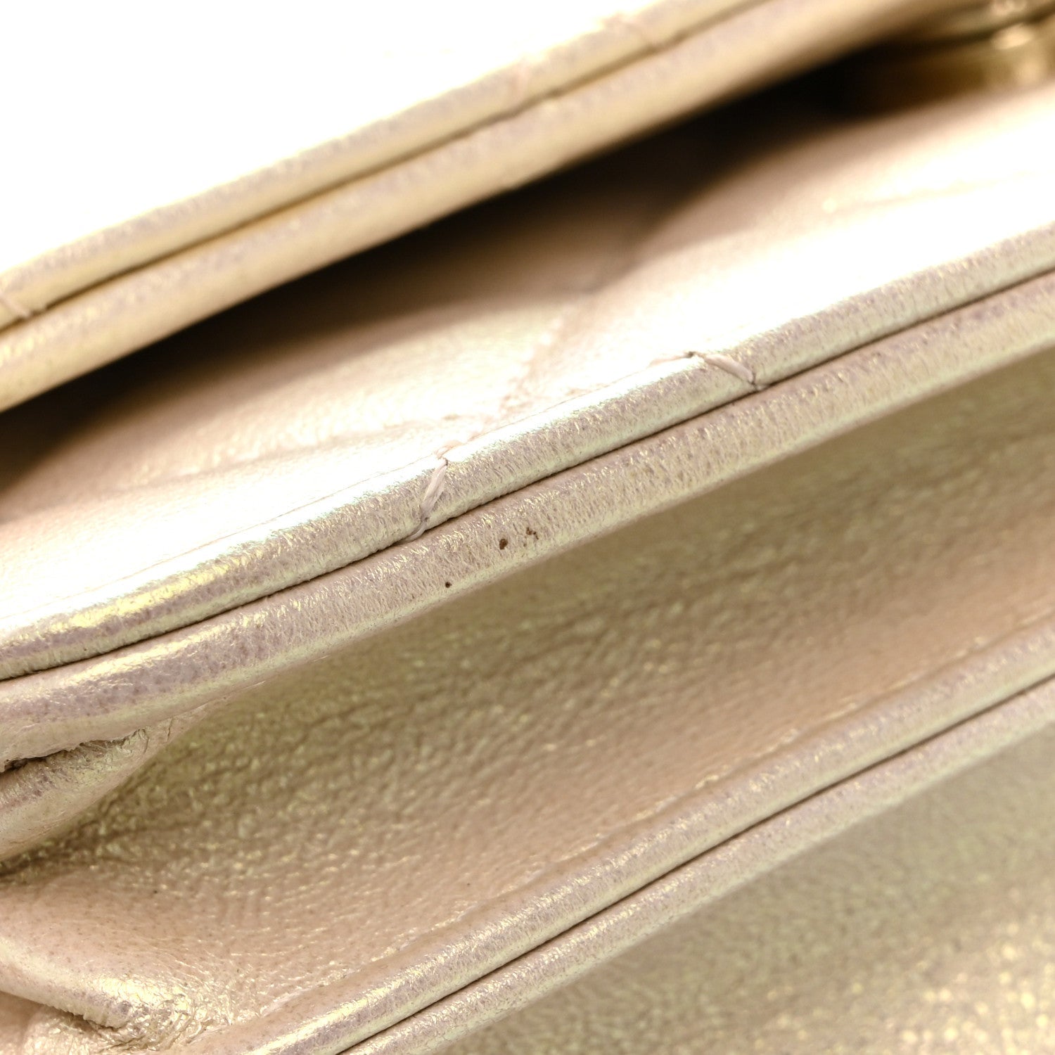 Iridescent Lambskin Quilted Mini Wallet On Chain WOC Ivory