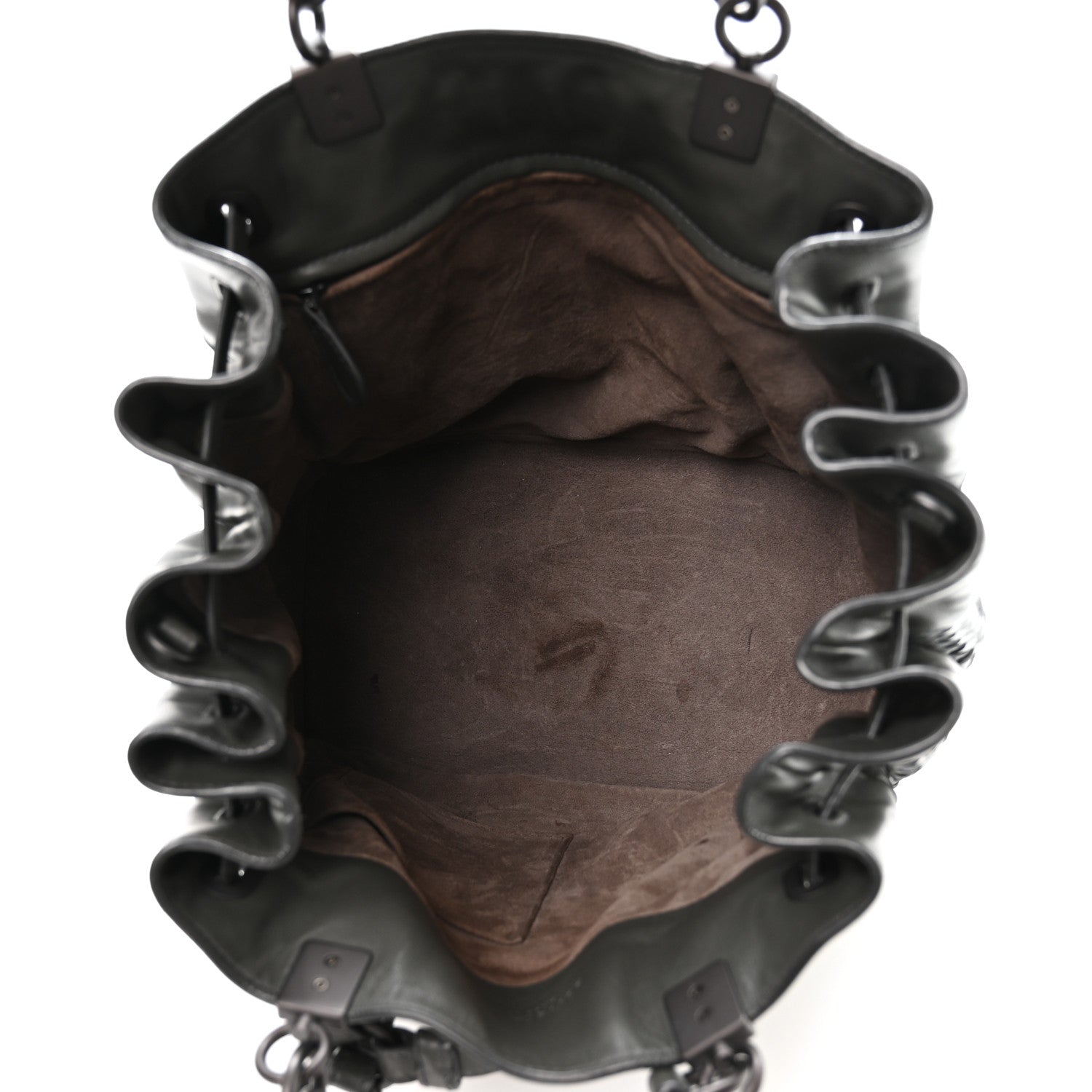 Nappa Intrecciato Drawstring Bucket Bag Grey