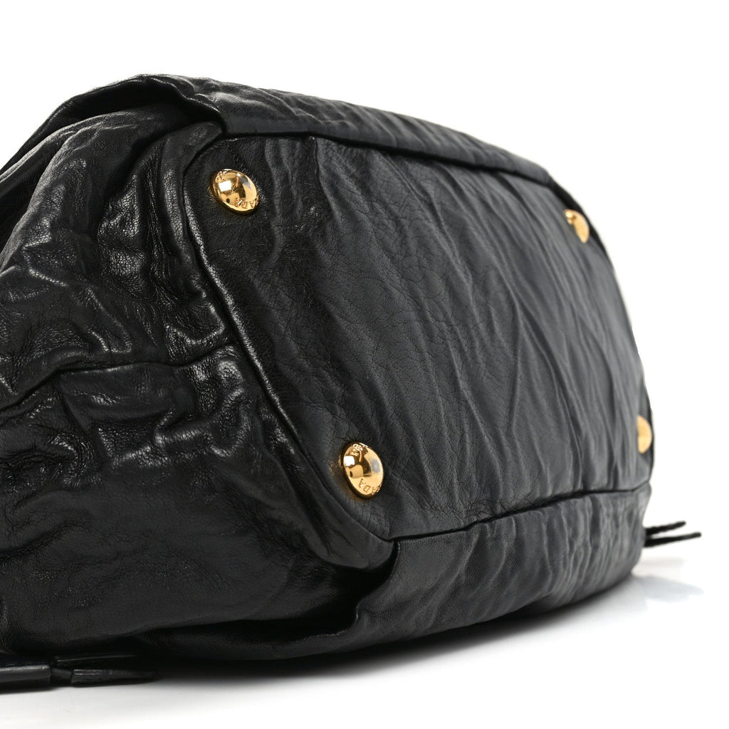 Nappa Antique Drawstring Tote Black