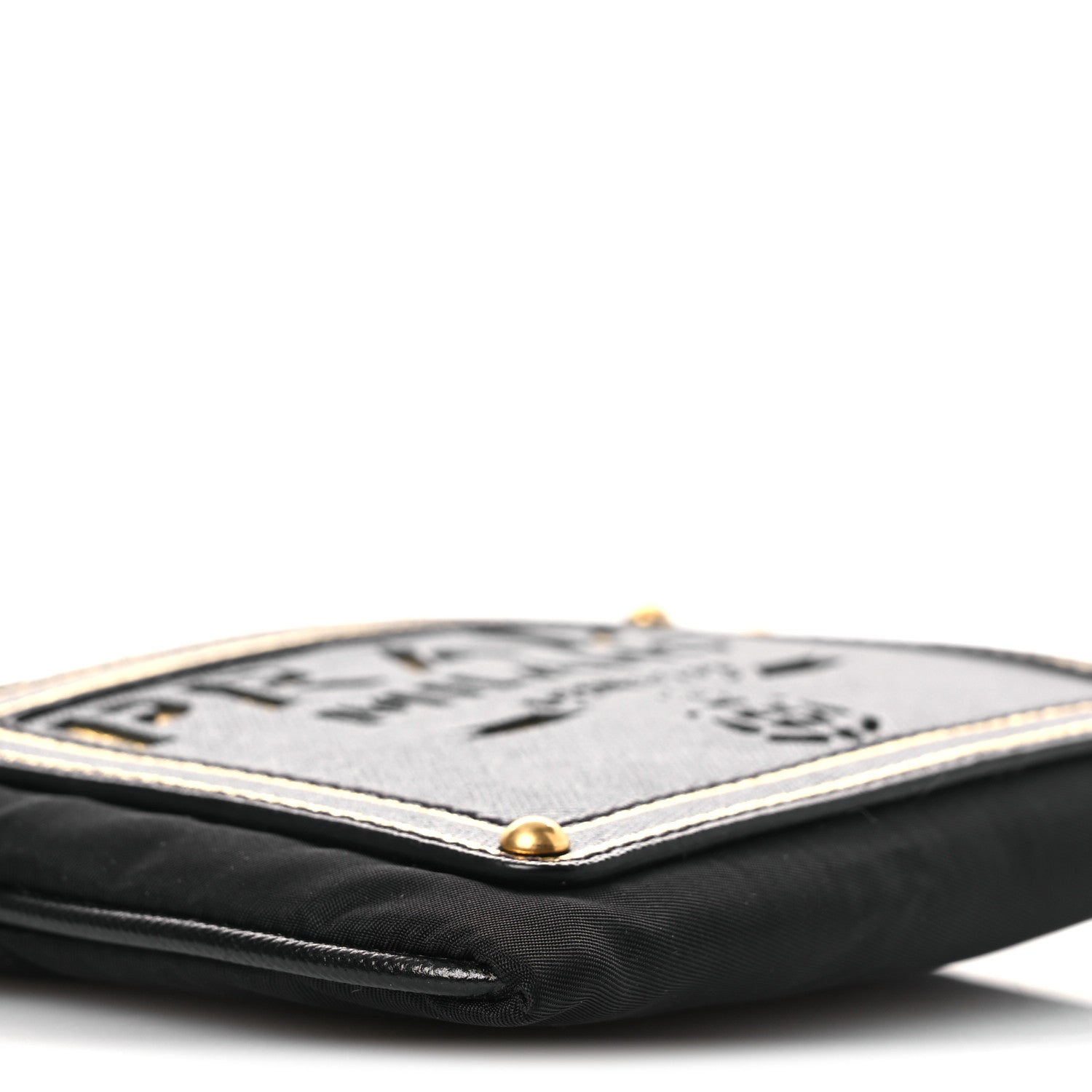 Tessuto Bandoliera Logo Shoulder Bag Gold Black