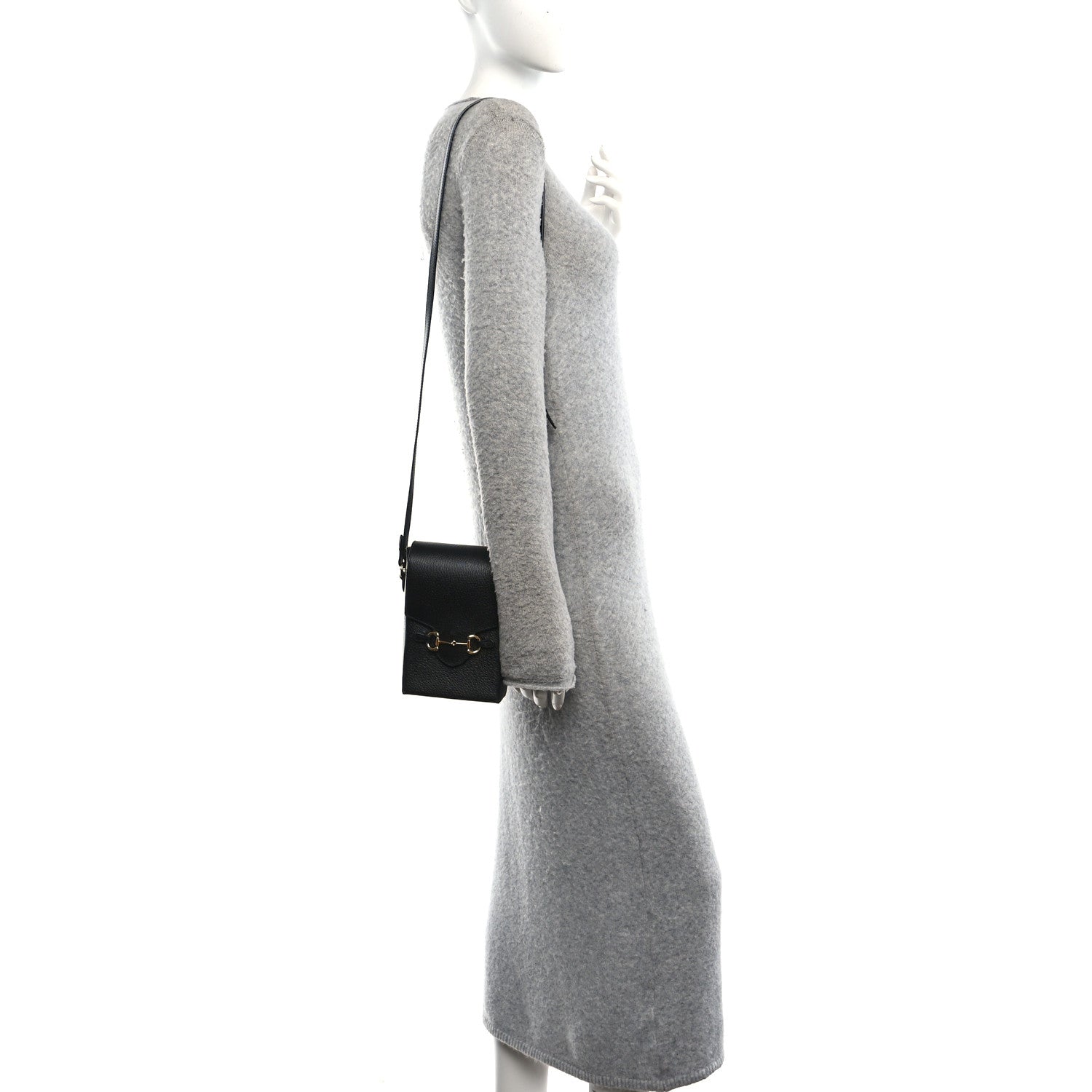 Dollar Calfskin Vertical Horsebit 1955 Crossbody Bag Black
