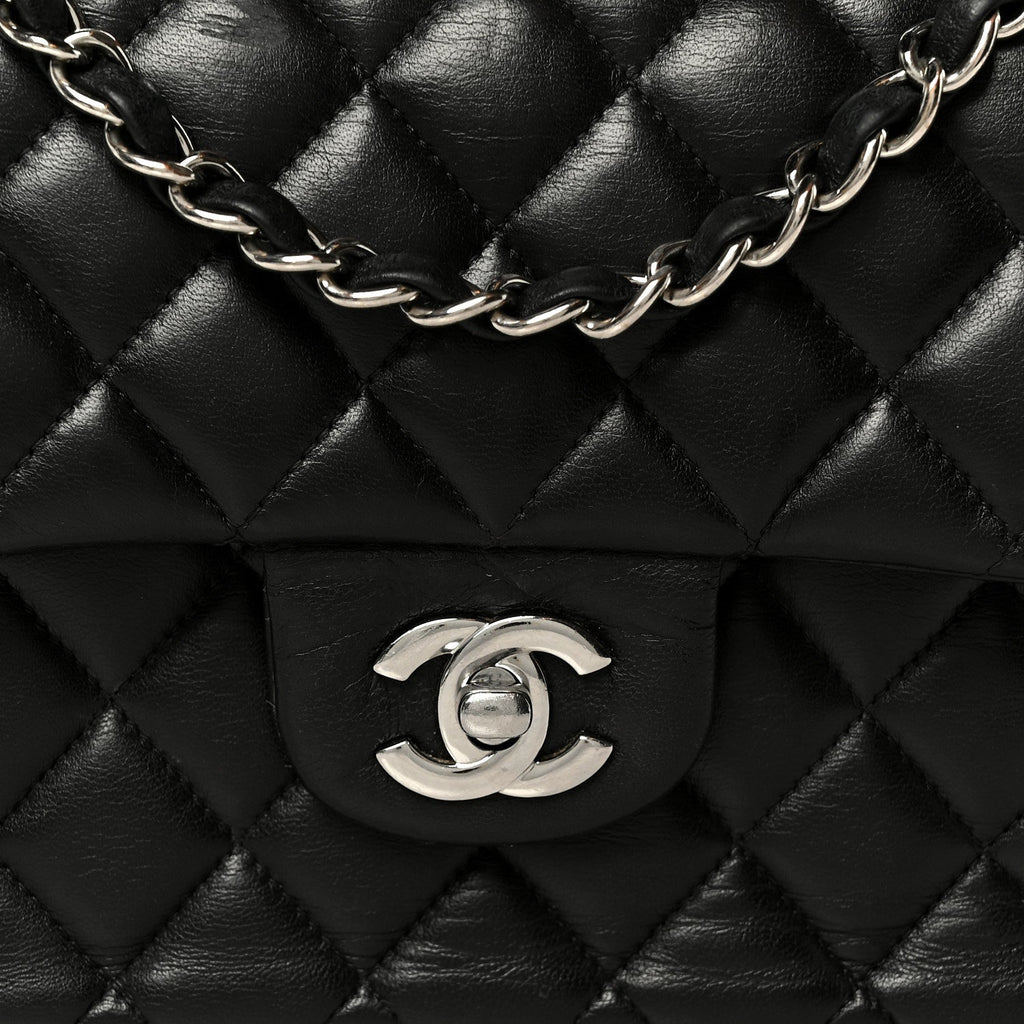Lambskin Quilted Small Double Flap Black