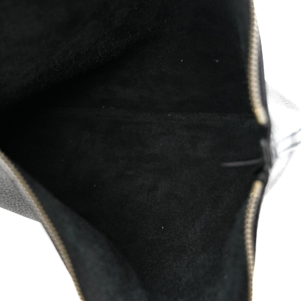Pebbled Calfskin Medium Logo Portfolio Clutch Black