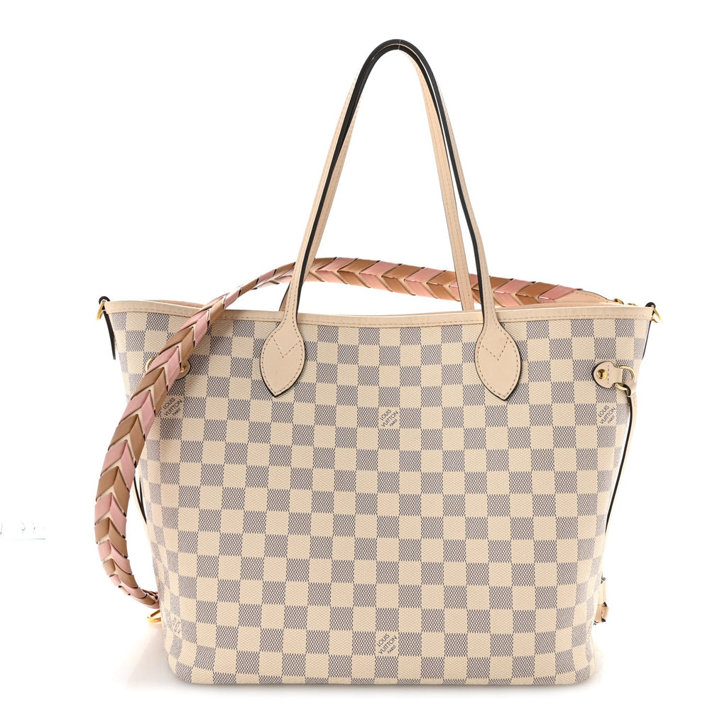 Damier Azur Braided Neverfull MM Pink