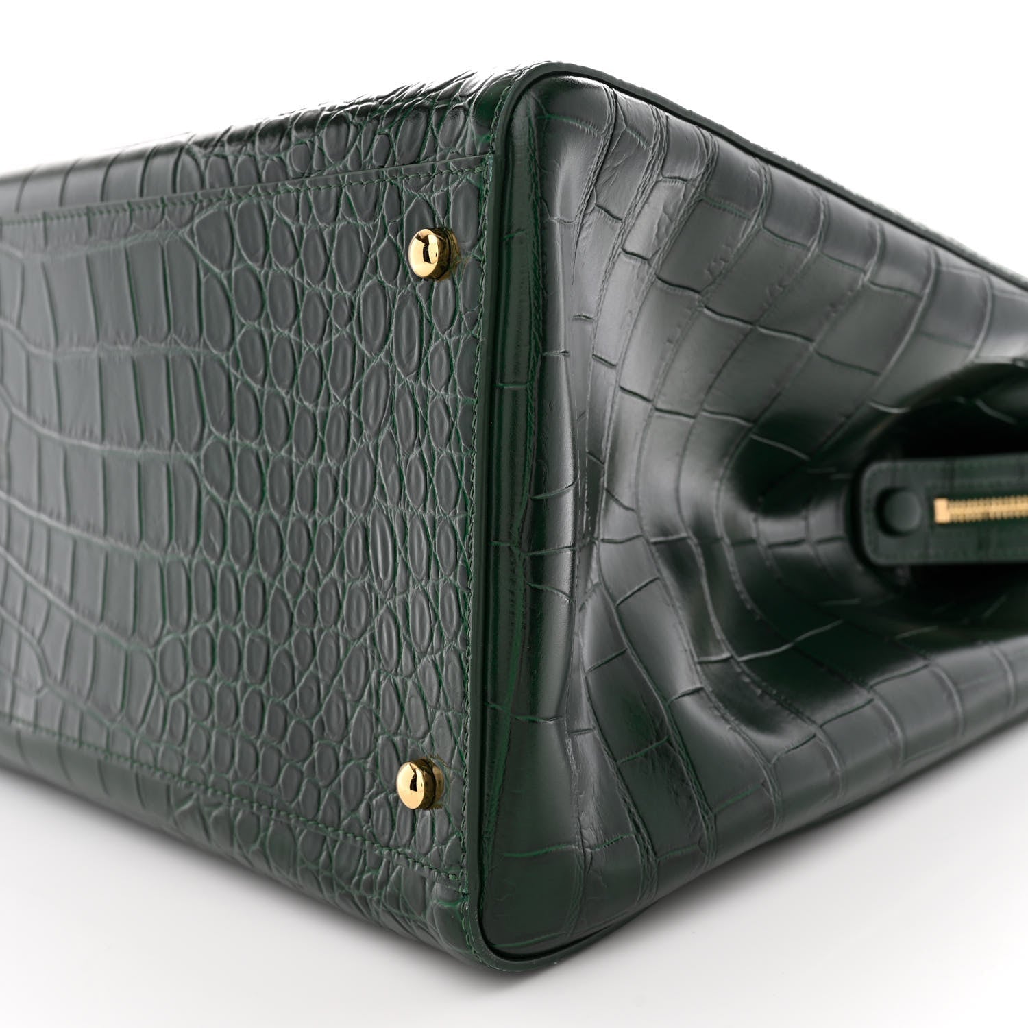 Calfskin Crocodile Embossed Large Shopping Bag Dark Green