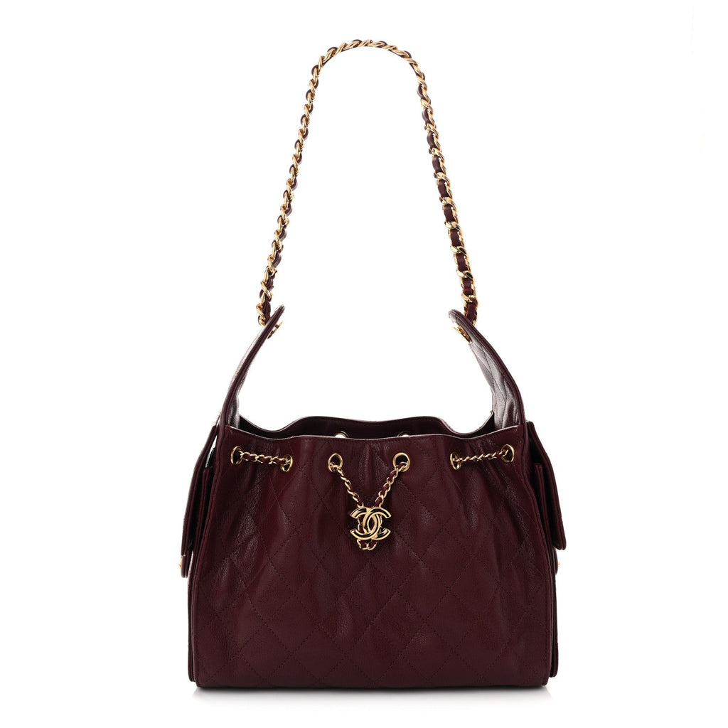 Goatskin Quilted Small Chanel 25 Handbag Dark Burgundy