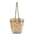 Pony Hair Cheetah Printed CC Chain Bucket Bag Light Beige Black