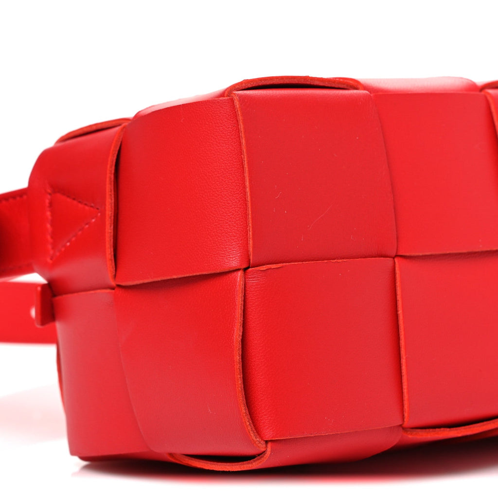 Lambskin Maxi Intrecciato Small Brick Cassette Bag Redstone