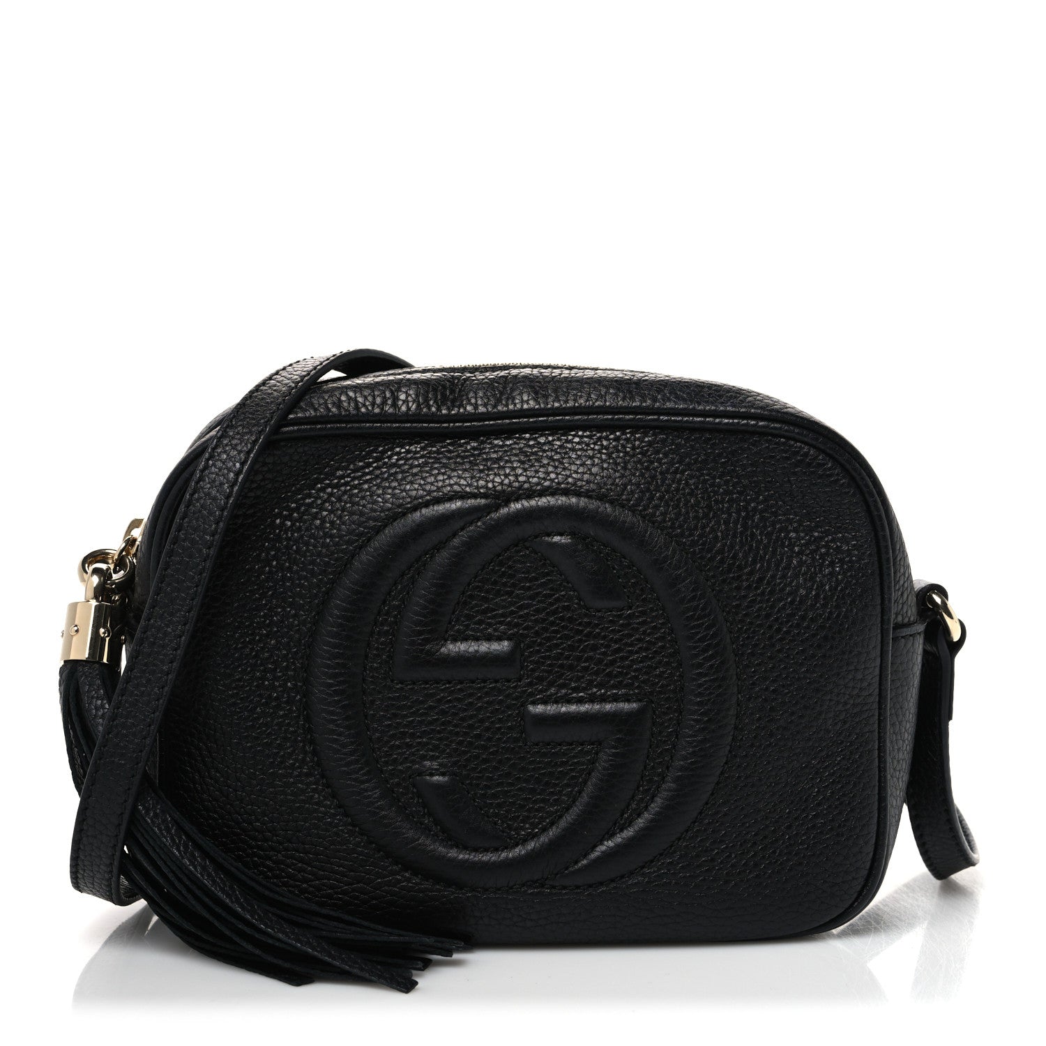 Pebbled Calfskin Small Soho Disco Bag Black