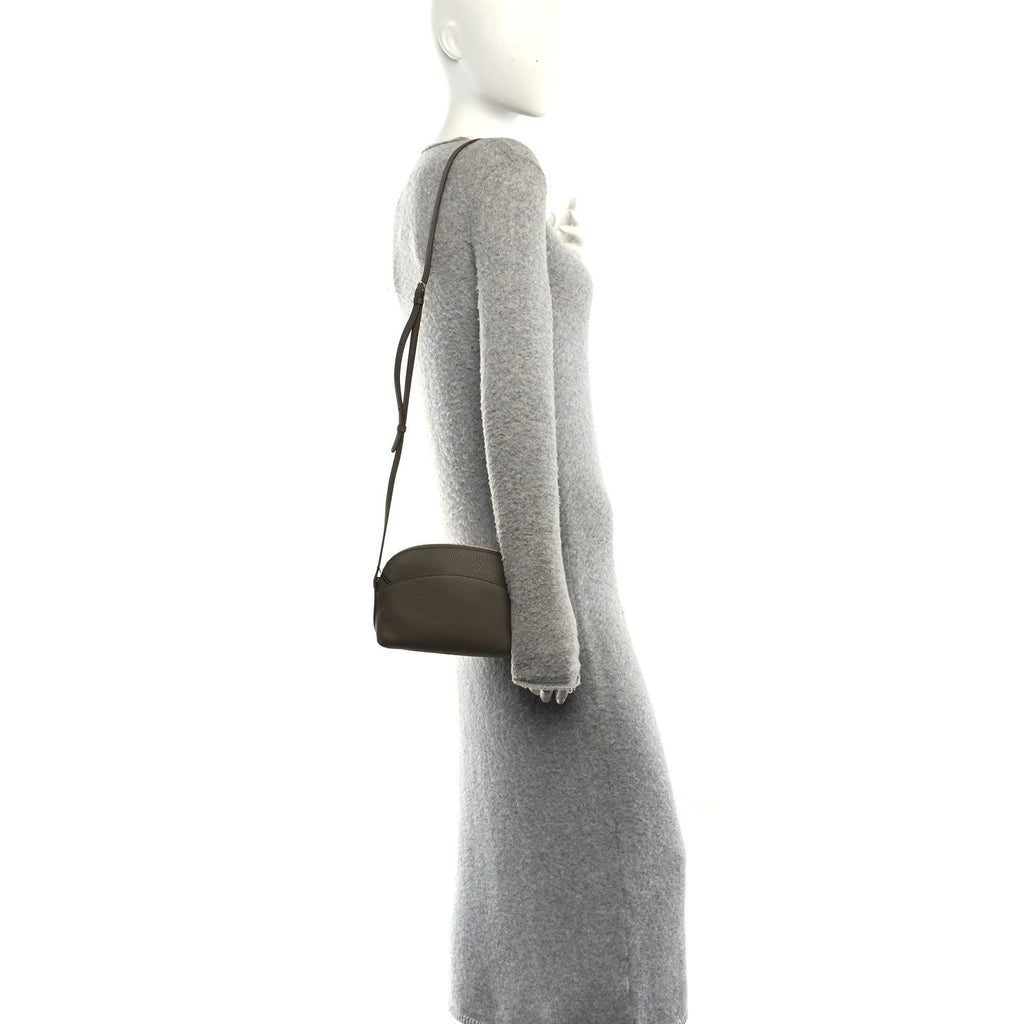 Grained Calfskin Annie E/W Crossbody Bag Smoked Taupe