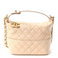 Lambskin Quilted Small Hobo Beige