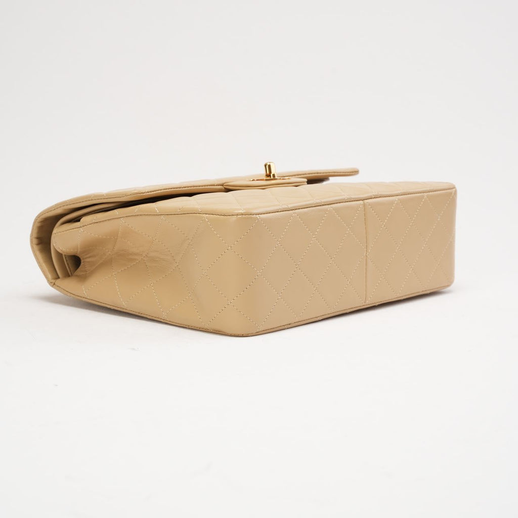 Chanel Vintage Medium Beige Classic Double Flap Bag 1991