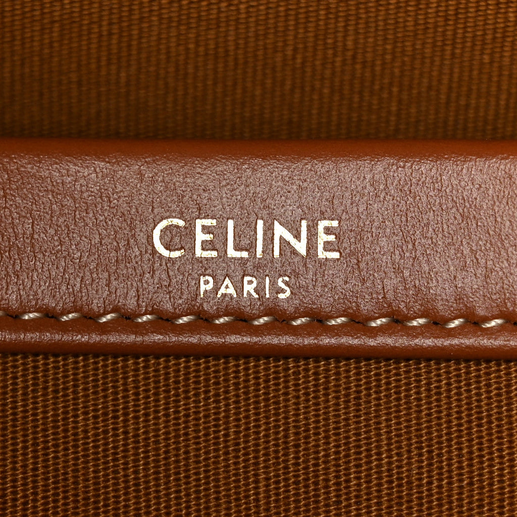Triomphe Canvas Calfskin Mini Horizontal Cabas Tan