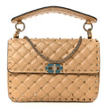 Nappa Medium Rockstud Spike Shoulder Bag Soft Noisette