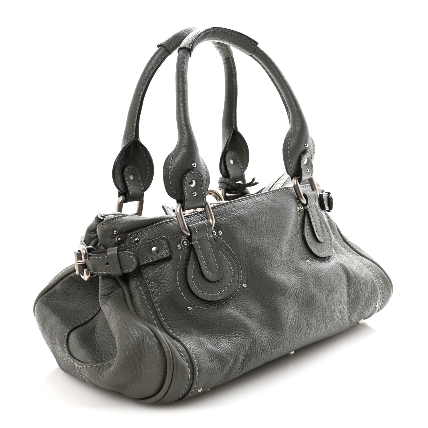 Calfskin Medium Paddington Satchel Gray