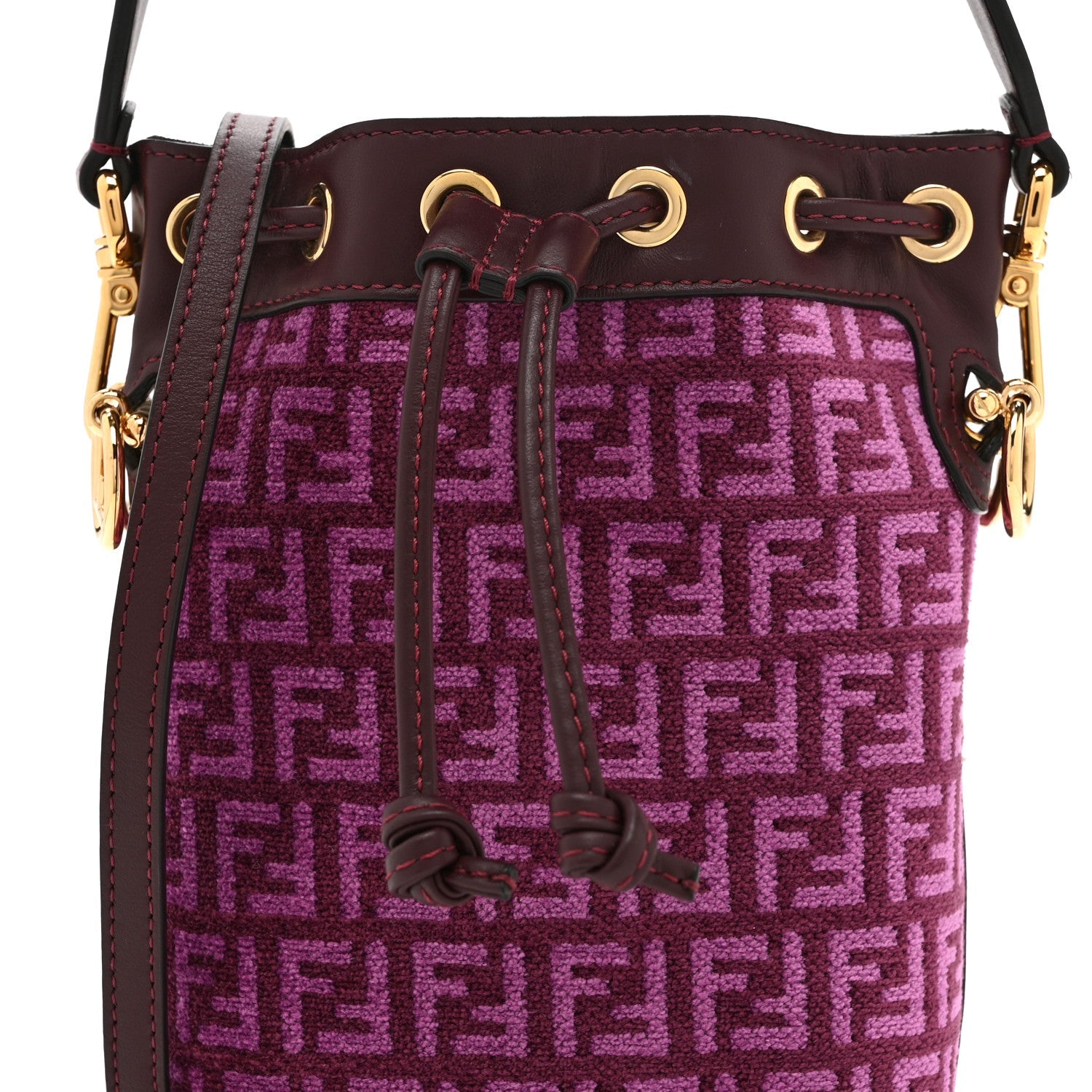 Chenille Vitello F is Fendi Micro FF Mini Mon Tresor Bucket Bag Rosso Roma