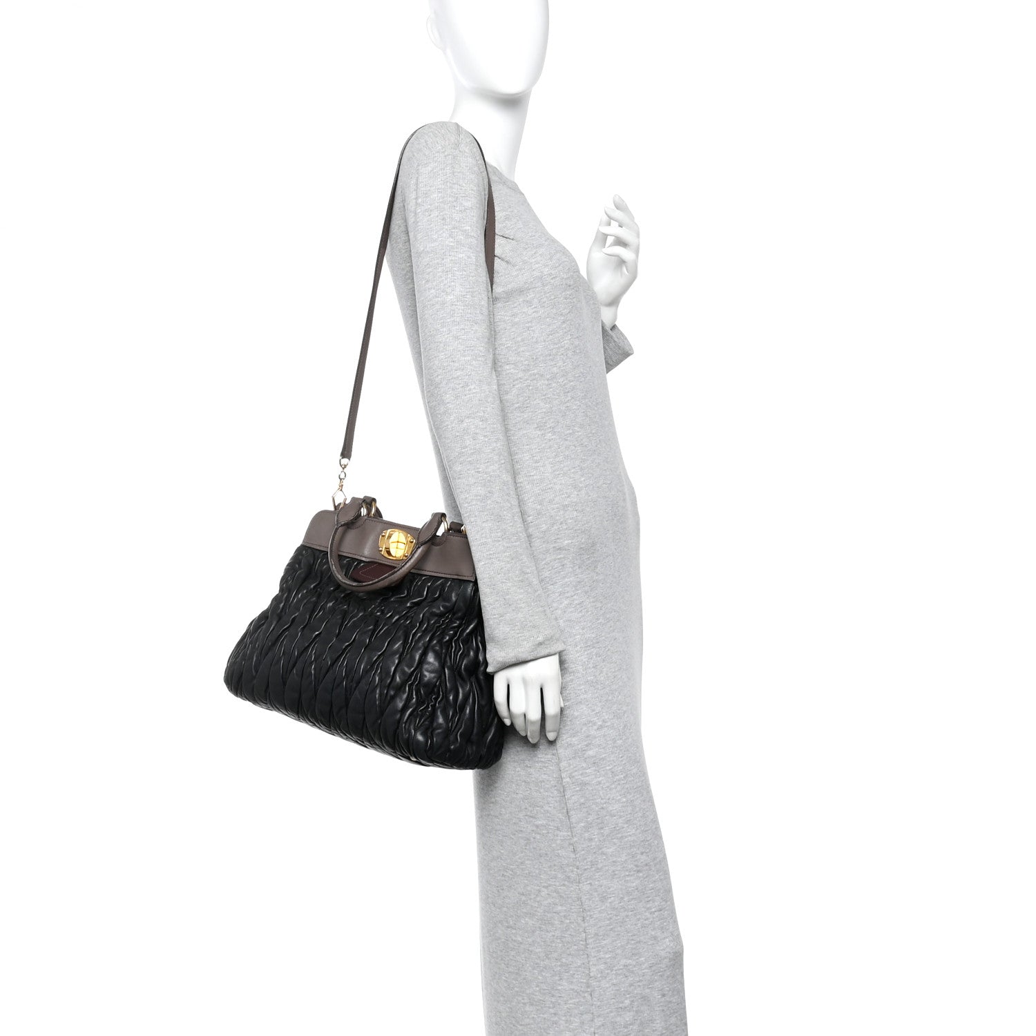 Nappa Matelasse Turnlock Hobo Black Brown