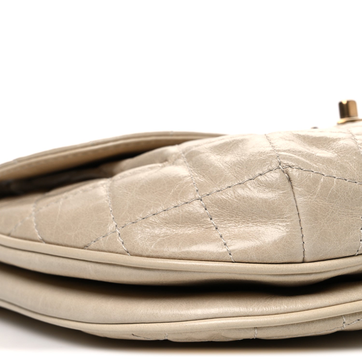Glazed Calfskin Quilted Medium Bubble CC Flap Beige