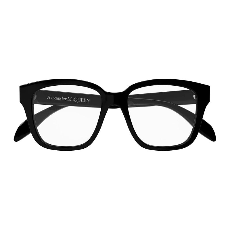 Alexander McQueen Eyeglasses Square Full Rim, Black Frame and Clear Demo Lens Lens AM0333O002