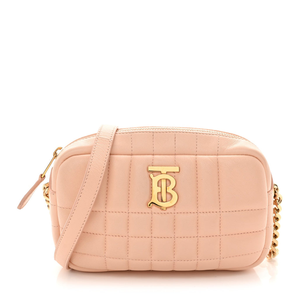 Lambskin Quilted Mini Lola Camera Bag Peach