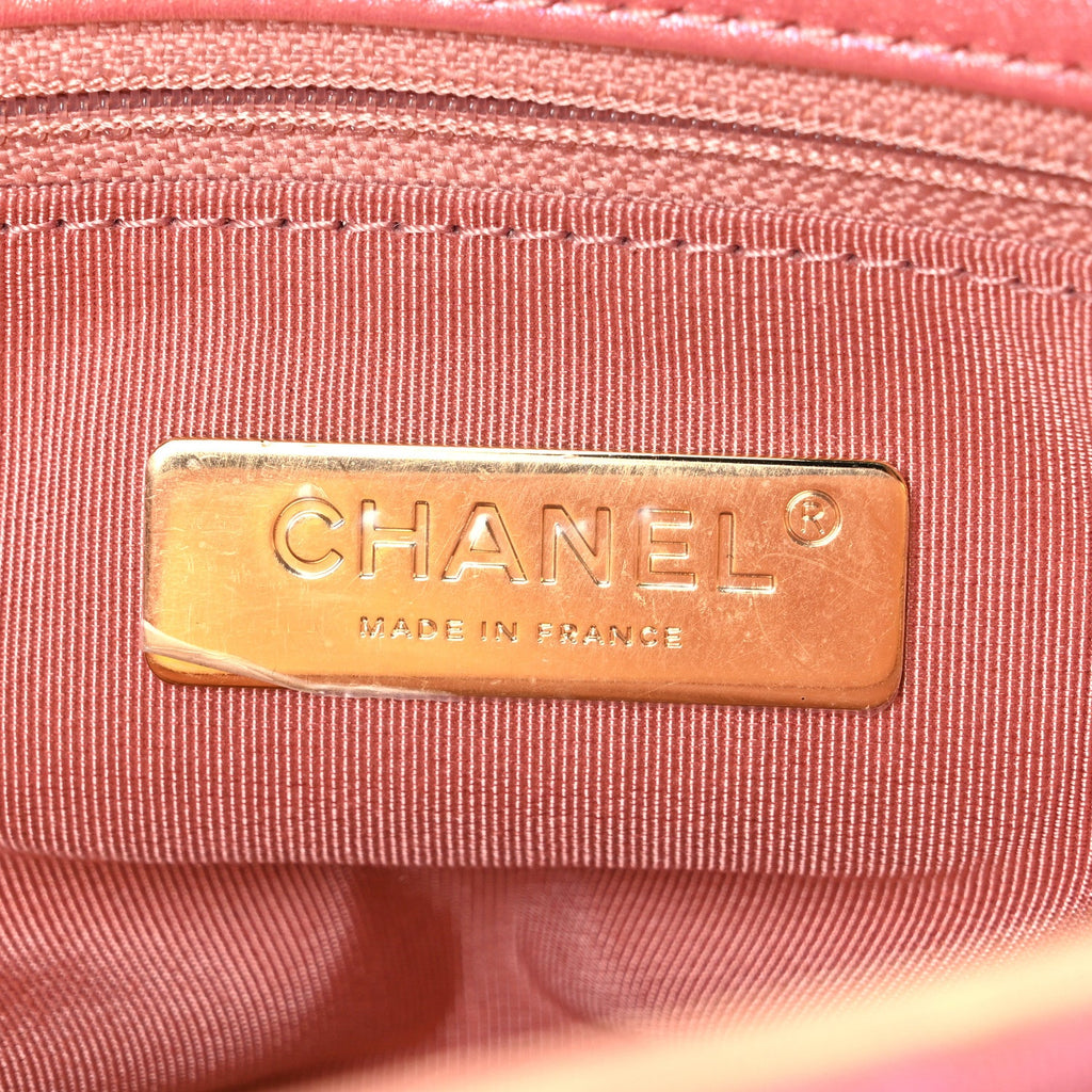 Iridescent Lambskin Quilted Large Chanel 19 Flap Pink