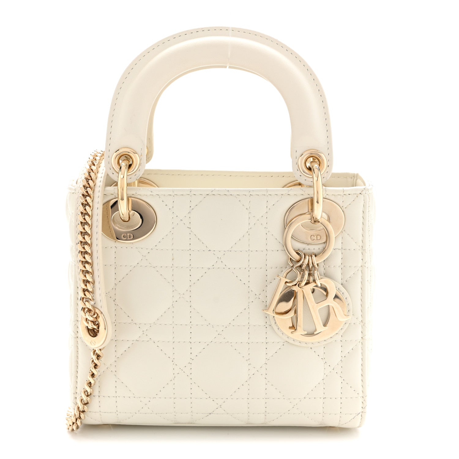 Lambskin Cannage Mini Lady Dior White