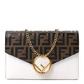 Vitello Cruise F is Fendi Bi-Color FF 1974 Embossed Medium Envelope Wallet On Chain Maya Black White