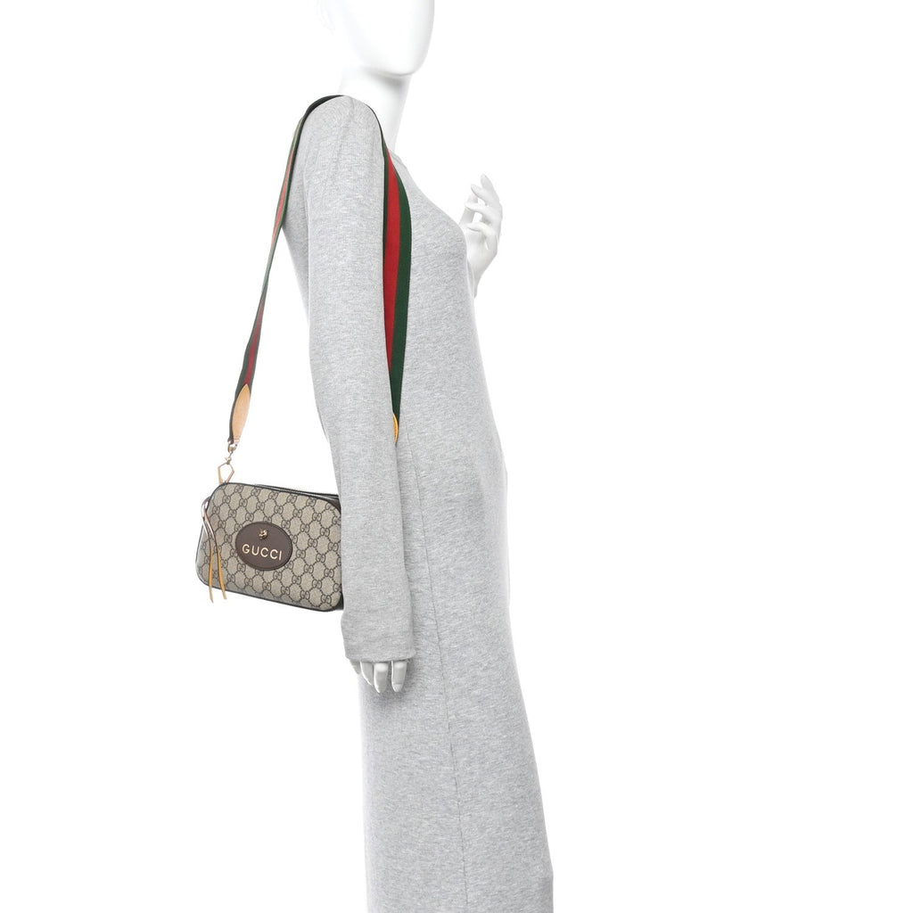 GG Supreme Monogram Web Neo Vintage Shoulder Bag Beige New Acero Crop